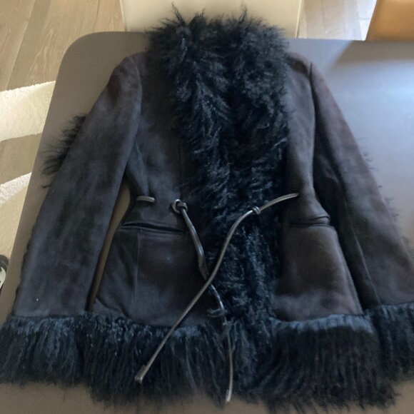 Gucci Tom Ford Era F/W 1999 Black Suede and Shearling Coat 90s Y2K Vintage - Picture 7 of 16